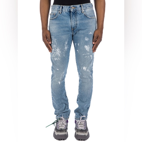 Off-White Diagonal Stripe Distressed Jeans - Picture 3 of 15